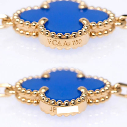 Van Cleef & Arpels Vintage Alhambra 5 Motif 18k Blue Agete Bracelet — view 6