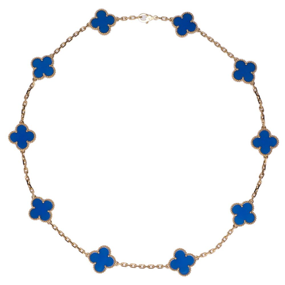 Van Cleef & Arpels Vintage Alhambra 10 Motifs 18k Yellow Gold Blue Agete