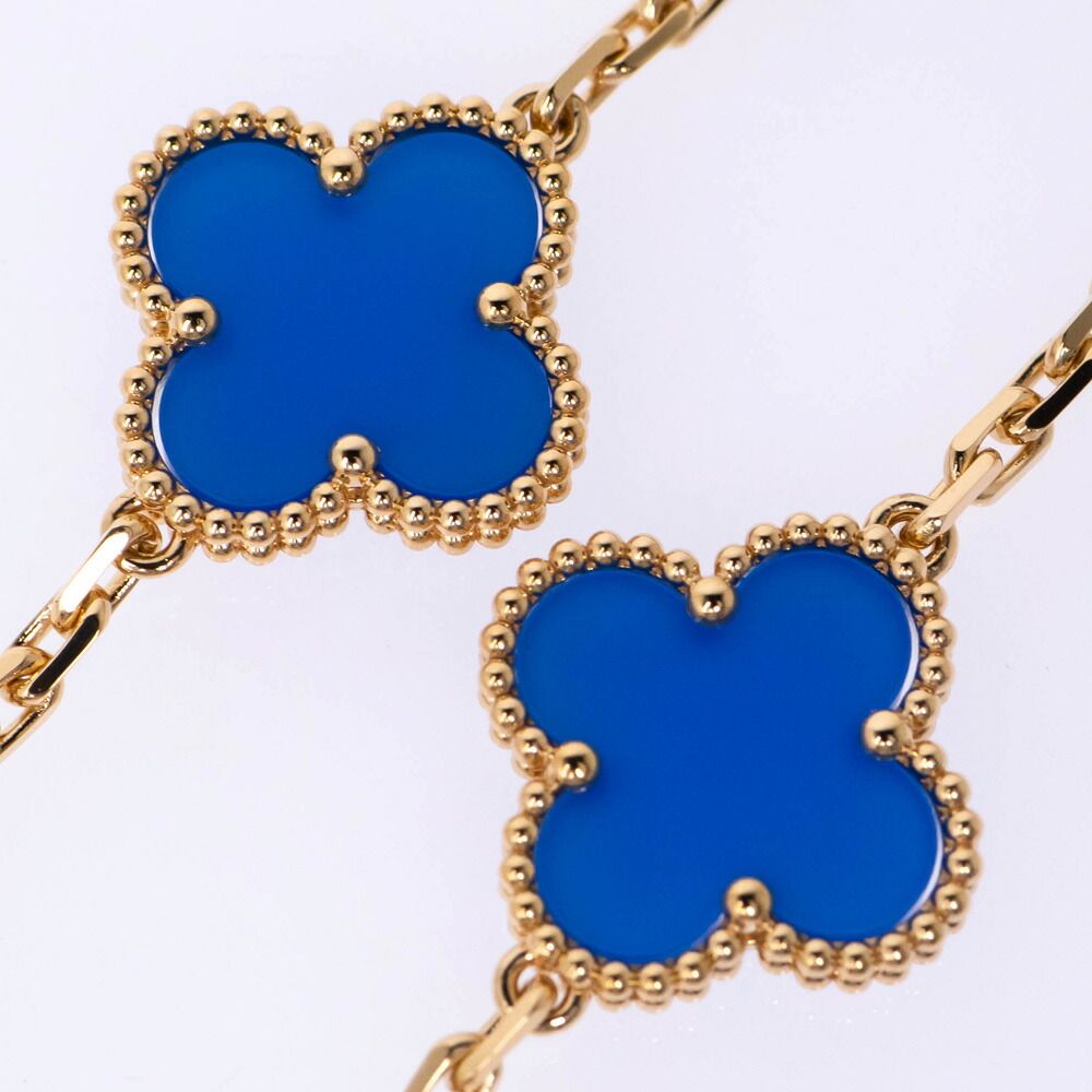 Van Cleef & Arpels Vintage Alhambra 10 Motifs 18k Yellow Gold Blue Agete — view 4