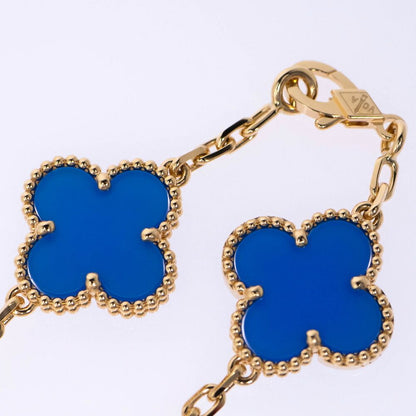 Van Cleef & Arpels Vintage Alhambra 10 Motifs 18k Yellow Gold Blue Agete — view 6