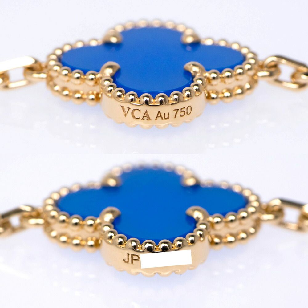 Van Cleef & Arpels Vintage Alhambra 10 Motifs 18k Yellow Gold Blue Agete — view 8