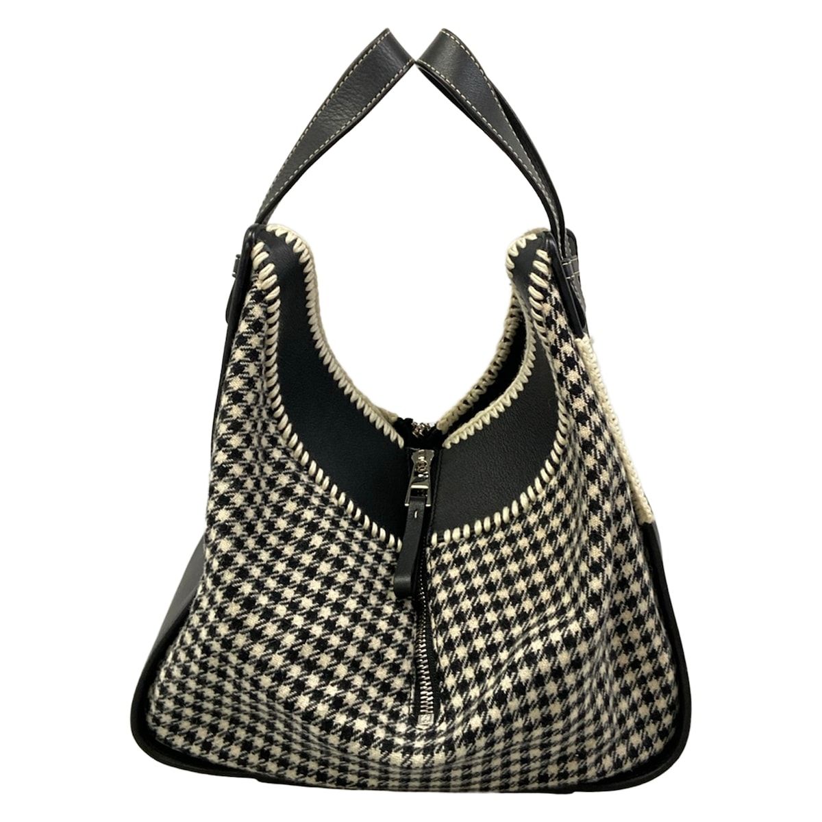 Loewe Handbag Hammock Tweed Small Black White Gingham Check Wool — view 2