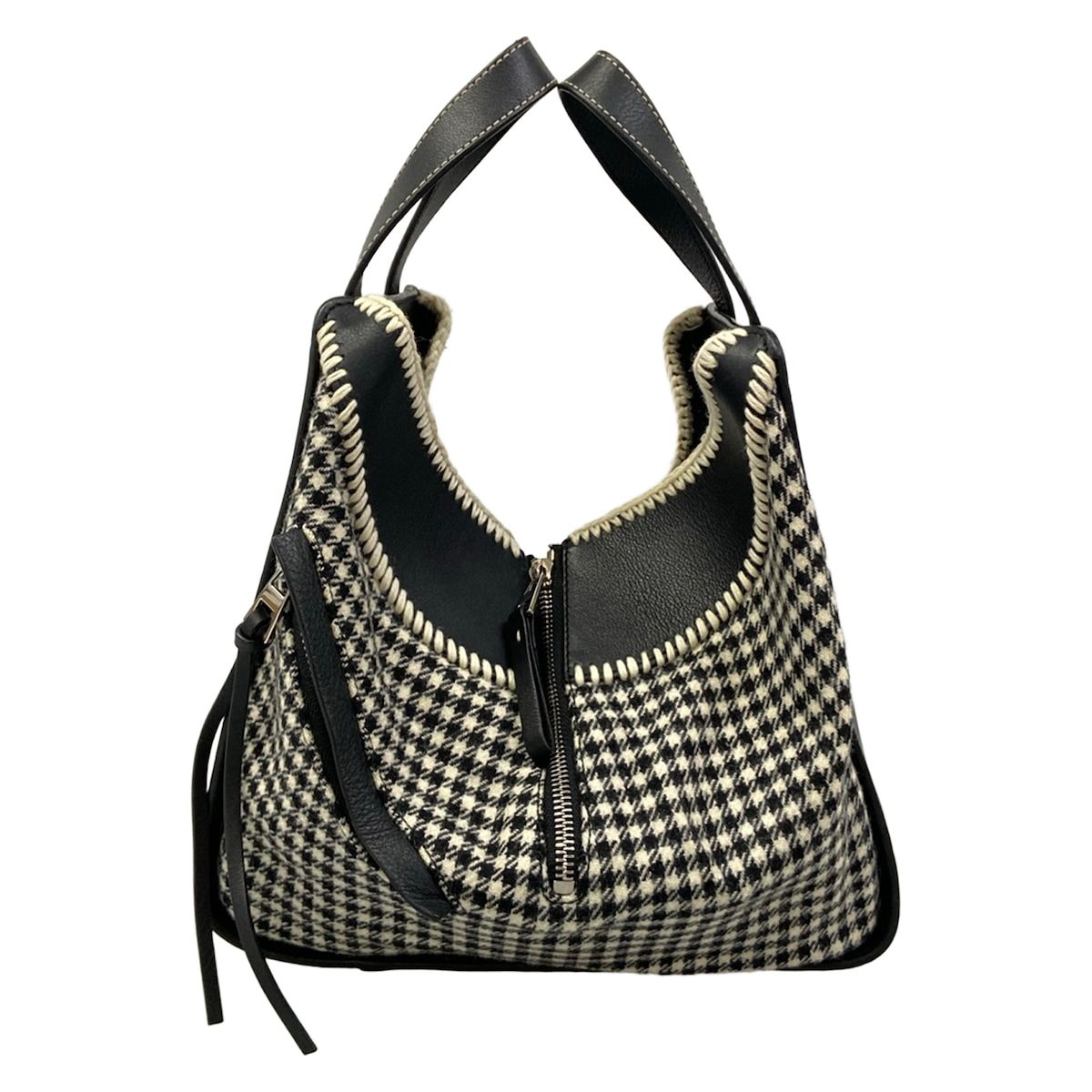 Loewe Handbag Hammock Tweed Small Black White Gingham Check Wool — view 4