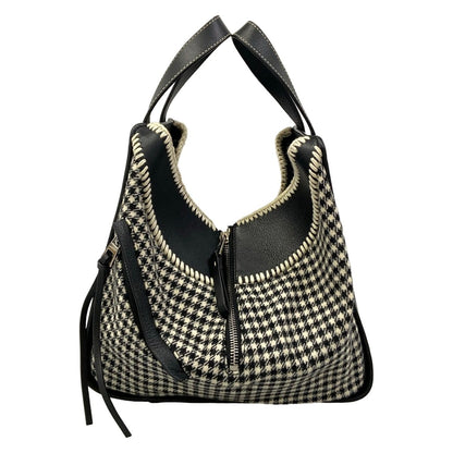 Loewe Handbag Hammock Tweed Small Black White Gingham Check Wool — view 4