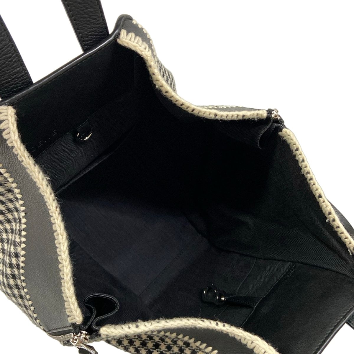 Loewe Handbag Hammock Tweed Small Black White Gingham Check Wool — view 7