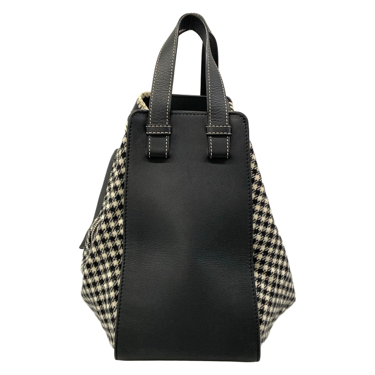 Loewe Handbag Hammock Tweed Small Black White Gingham Check Wool — view 3