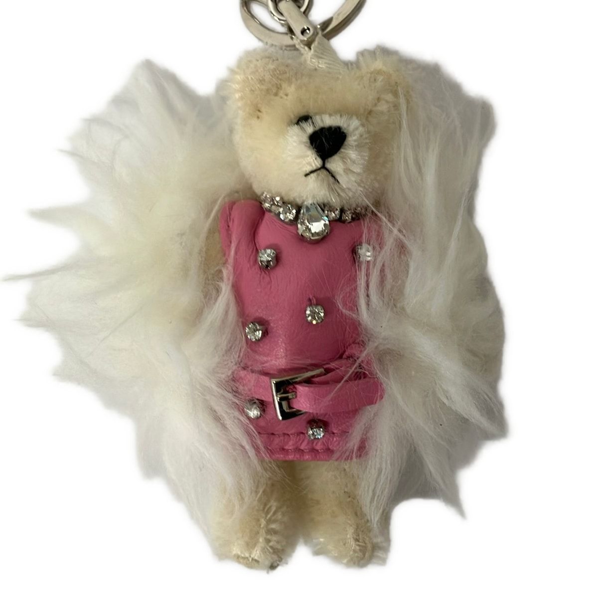Prada Key Holder Ivory Pink Clear Bear Rhinestone — view 4