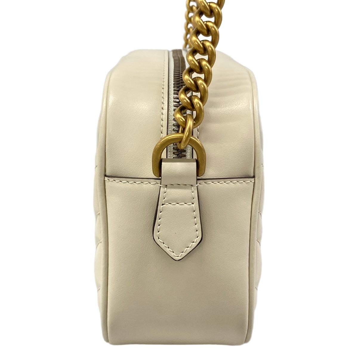 Gucci Shoulder Bag GG Marmont White Gold Leather — view 4