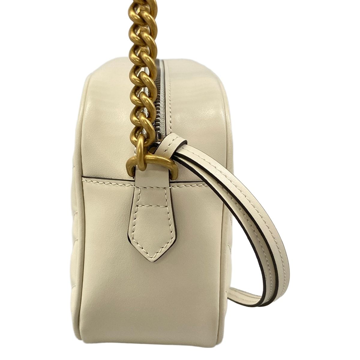 Gucci Shoulder Bag GG Marmont White Gold Leather — view 2