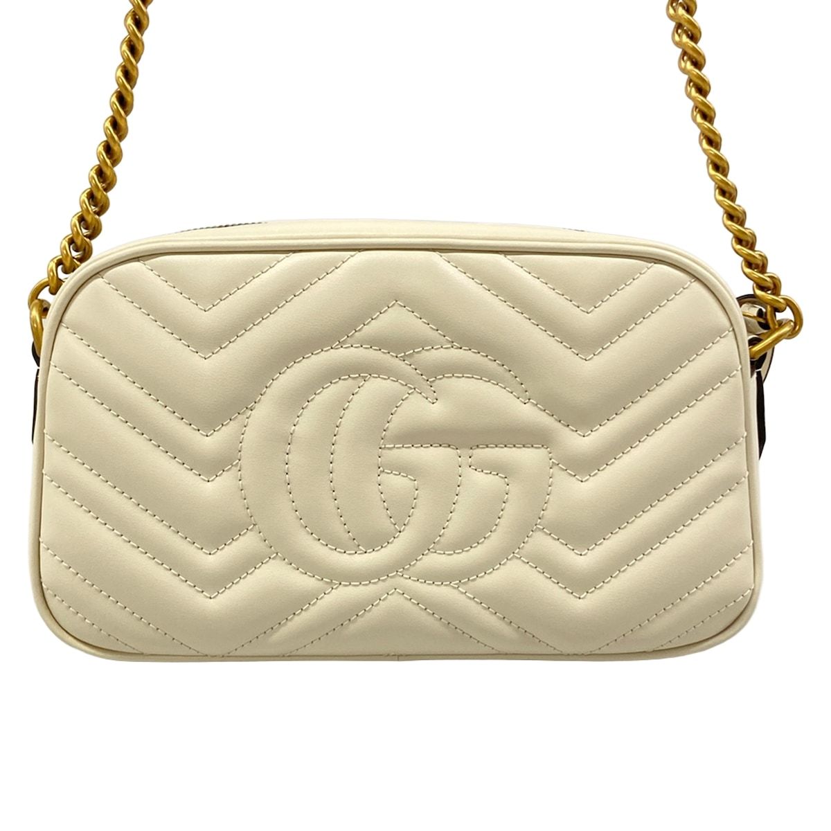 Gucci Shoulder Bag GG Marmont White Gold Leather — view 3