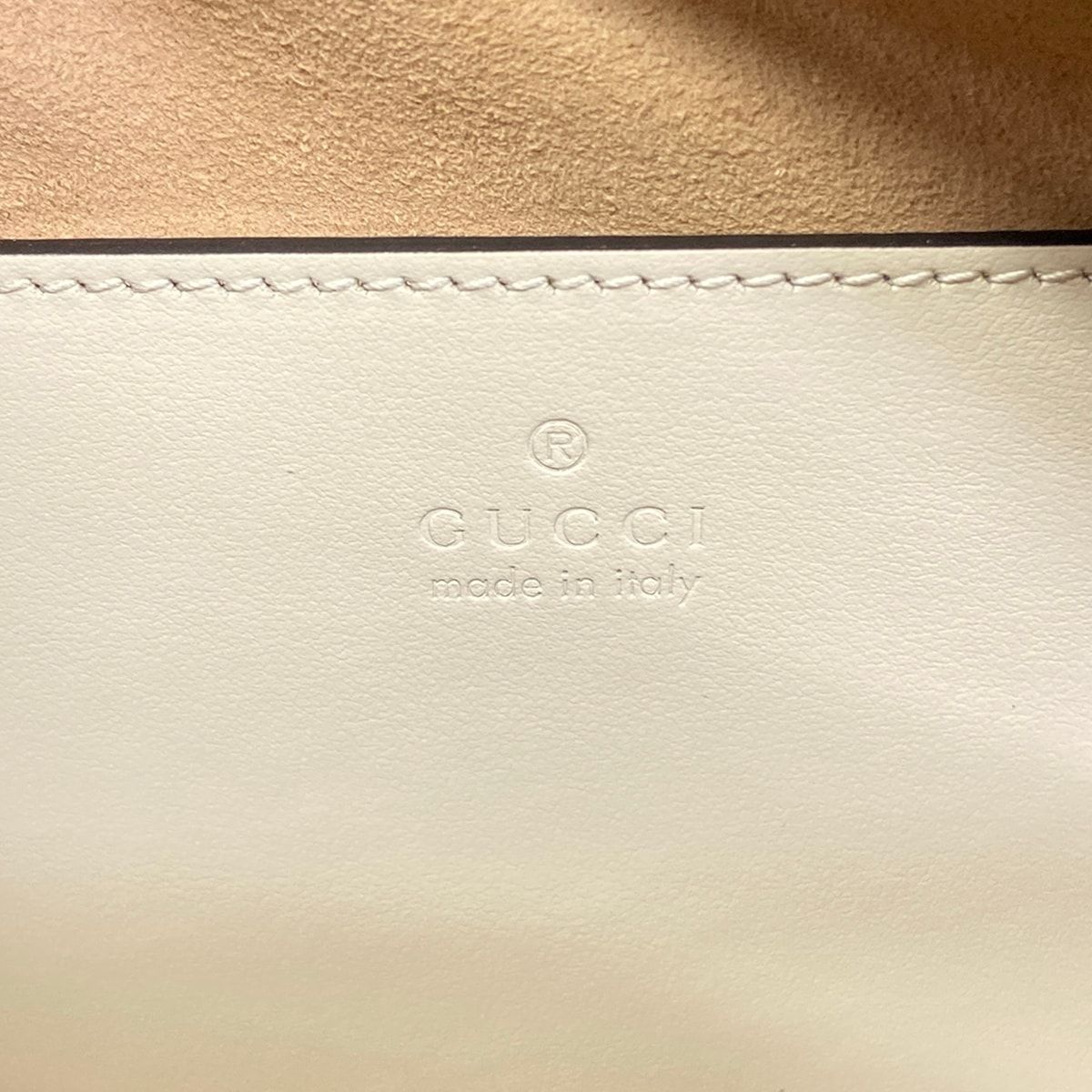 Gucci Shoulder Bag GG Marmont White Gold Leather — view 9
