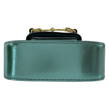 Gucci Shoulder Bag Horsebit Metallic Blue Chain Mini Leather — view 5