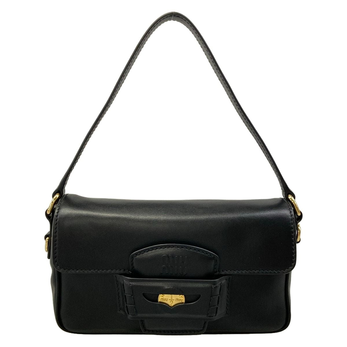 Miu Miu Handbag Peni Black Gold Leather
