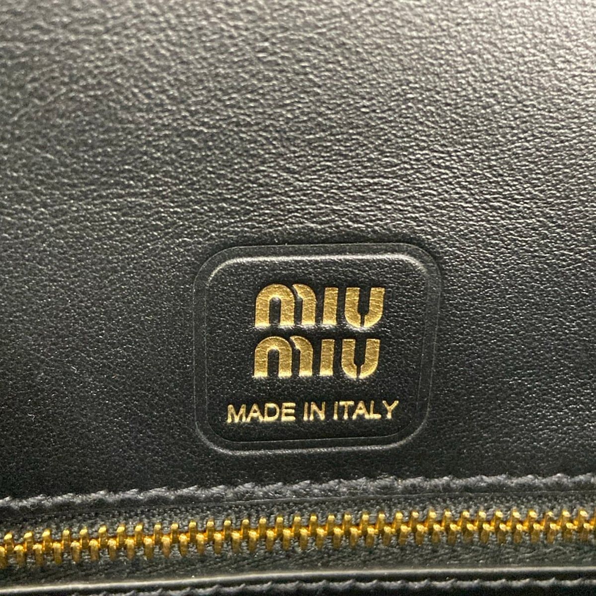 Miu Miu Handbag Peni Black Gold Leather — view 9