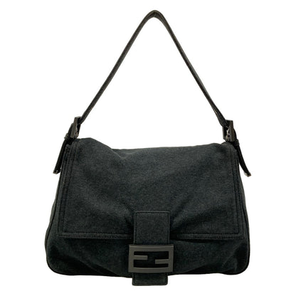 Fendi Shoulder Bag Mamma Bucket Dark Gray Cotton Leather