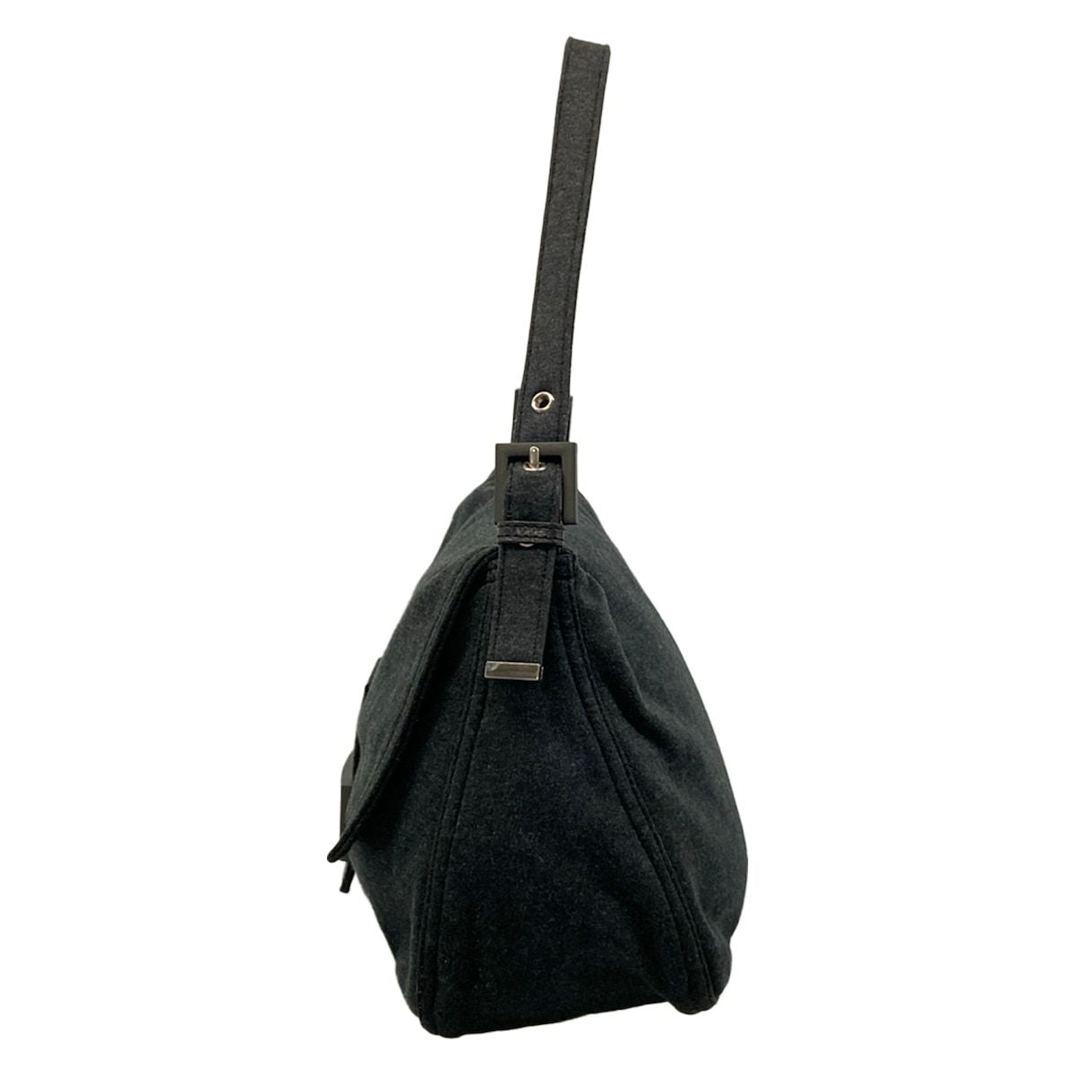 Fendi Shoulder Bag Mamma Bucket Dark Gray Cotton Leather — view 4