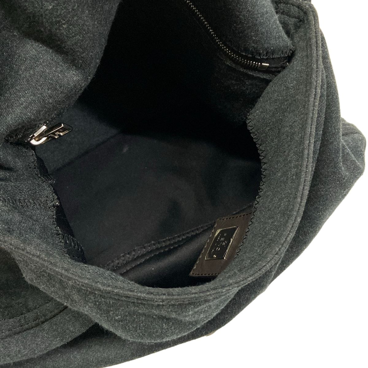 Fendi Shoulder Bag Mamma Bucket Dark Gray Cotton Leather — view 7