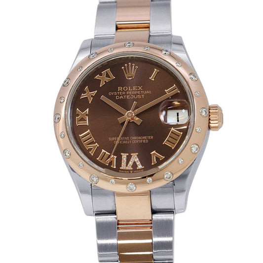 Rolex Datejust Diamond Bezel SS 18k Pink Gold Watch Chocolate Dial VI