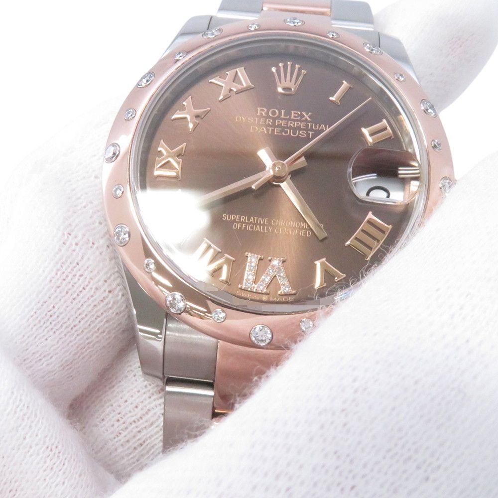 Rolex Datejust Diamond Bezel SS 18k Pink Gold Watch Chocolate Dial VI — view 4