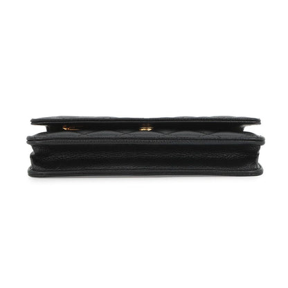 Chanel Chain Wallet Classic Quilted CC Logo Caviar Leather Black — view 3