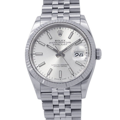 Rolex Datejust 36 SS 18k White Gold Roulette Watch Silver Dial