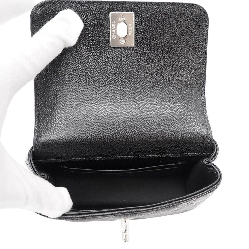 Chanel Quilted Coco Handle Mini Caviar Leather 2-Way Shoulder Bag Black — view 5