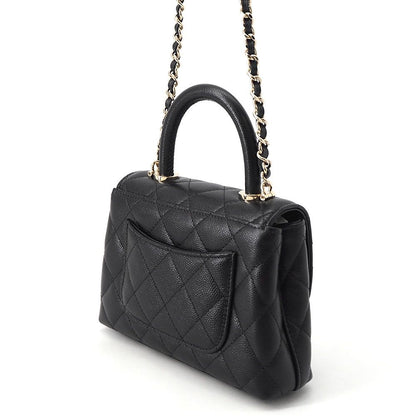 Chanel Quilted Coco Handle Mini Caviar Leather 2-Way Shoulder Bag Black — view 2
