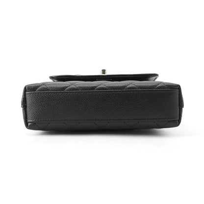Chanel Quilted Coco Handle Mini Caviar Leather 2-Way Shoulder Bag Black — view 3