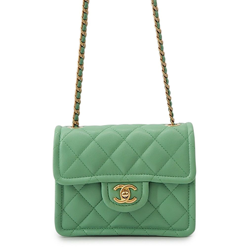 Chanel Chain Shoulder Bag Quilted CC Logo Caviar Leather