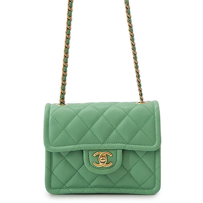 Chanel Chain Shoulder Bag Quilted CC Logo Caviar Leather