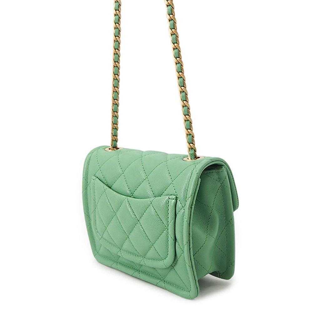 Chanel Chain Shoulder Bag Quilted CC Logo Caviar Leather — view 2