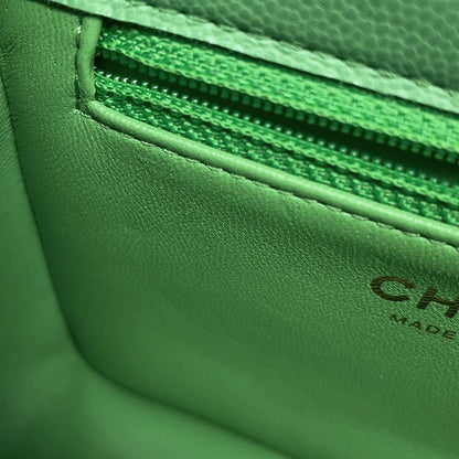 Chanel Chain Shoulder Bag Quilted CC Logo Caviar Leather — view 9
