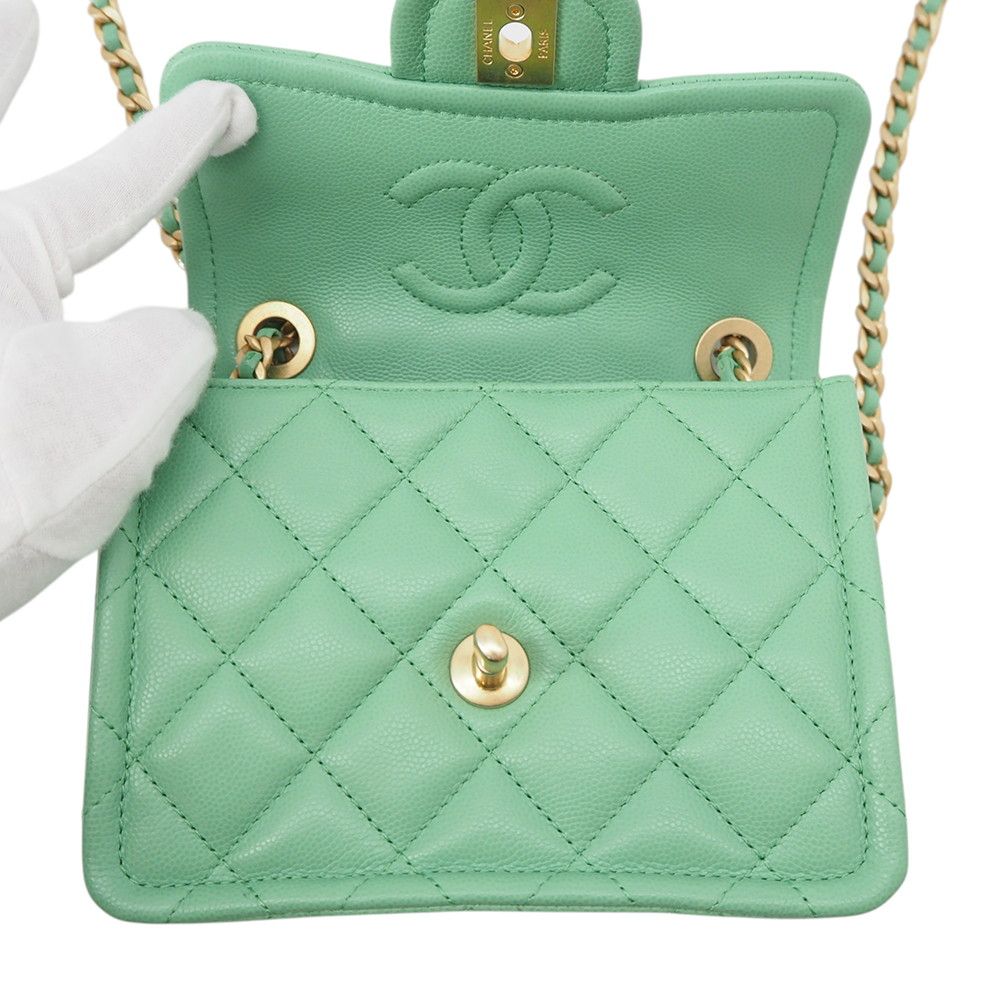 Chanel Chain Shoulder Bag Quilted CC Logo Caviar Leather — view 6