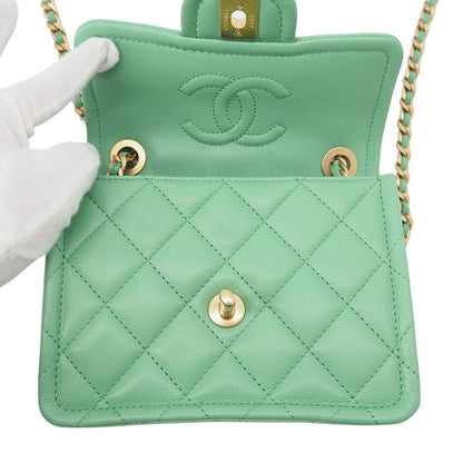 Chanel Chain Shoulder Bag Quilted CC Logo Caviar Leather — view 6