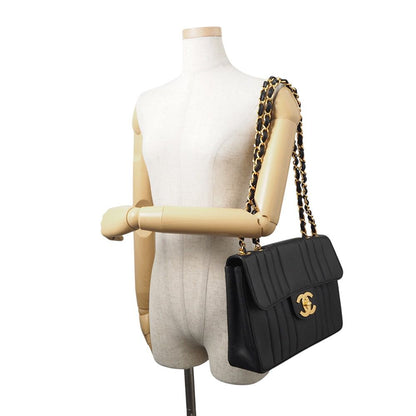 Chanel Chain Shoulder Bag Mademoiselle CC Logo Jumbo CC Caviar Leather Black — view 4