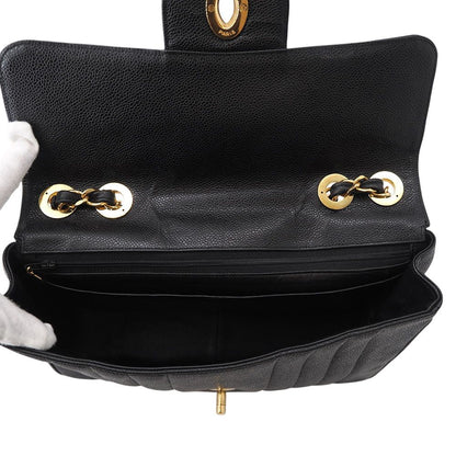 Chanel Chain Shoulder Bag Mademoiselle CC Logo Jumbo CC Caviar Leather Black — view 6