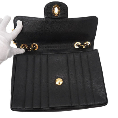 Chanel Chain Shoulder Bag Mademoiselle CC Logo Jumbo CC Caviar Leather Black — view 7