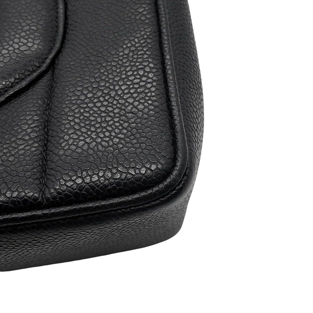 Chanel Chain Shoulder Bag Mademoiselle CC Logo Jumbo CC Caviar Leather Black — view 9