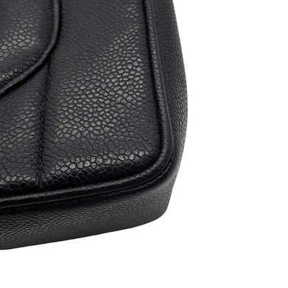 Chanel Chain Shoulder Bag Mademoiselle CC Logo Jumbo CC Caviar Leather Black — view 9