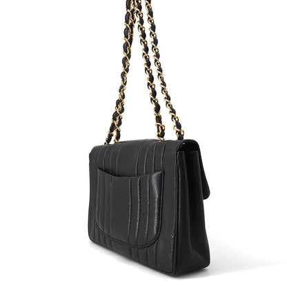Chanel Chain Shoulder Bag Mademoiselle CC Logo Jumbo CC Caviar Leather Black — view 2