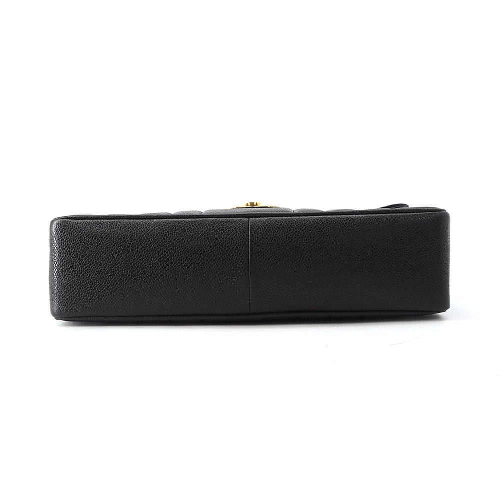Chanel Chain Shoulder Bag Mademoiselle CC Logo Jumbo CC Caviar Leather Black — view 3