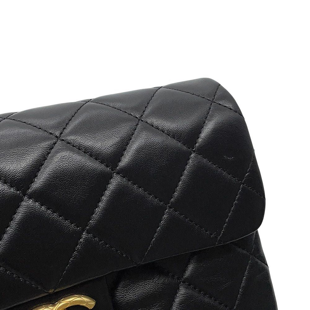 Chanel Chain Shoulder Bag Quilted CC Logo Leather Black — view 8