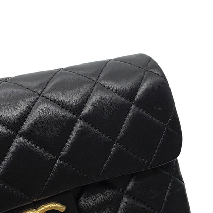 Chanel Chain Shoulder Bag Quilted CC Logo Leather Black — view 8