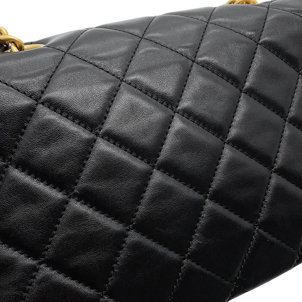 Chanel Chain Shoulder Bag Quilted CC Logo Leather Black — view 9