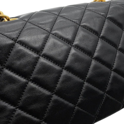 Chanel Chain Shoulder Bag Quilted CC Logo Leather Black — view 9