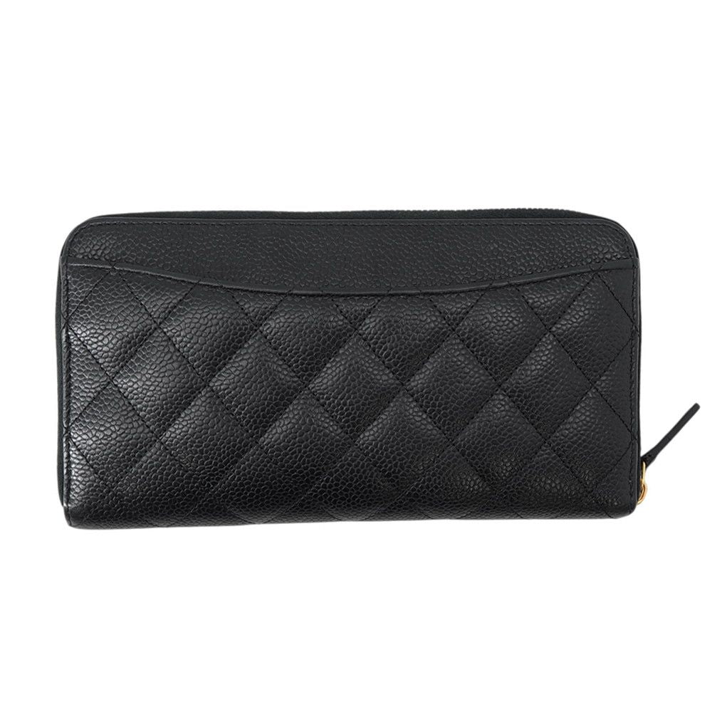 Chanel Wallet Quilted Classic Long Zip CC Logo Caviar Leather Black — view 3