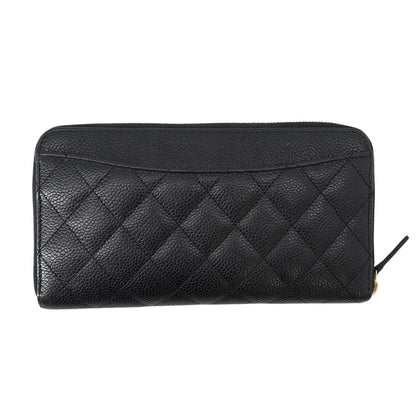 Chanel Wallet Quilted Classic Long Zip CC Logo Caviar Leather Black — view 3