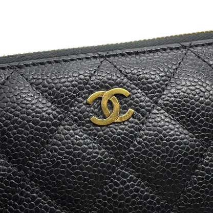 Chanel Wallet Quilted Classic Long Zip CC Logo Caviar Leather Black — view 6