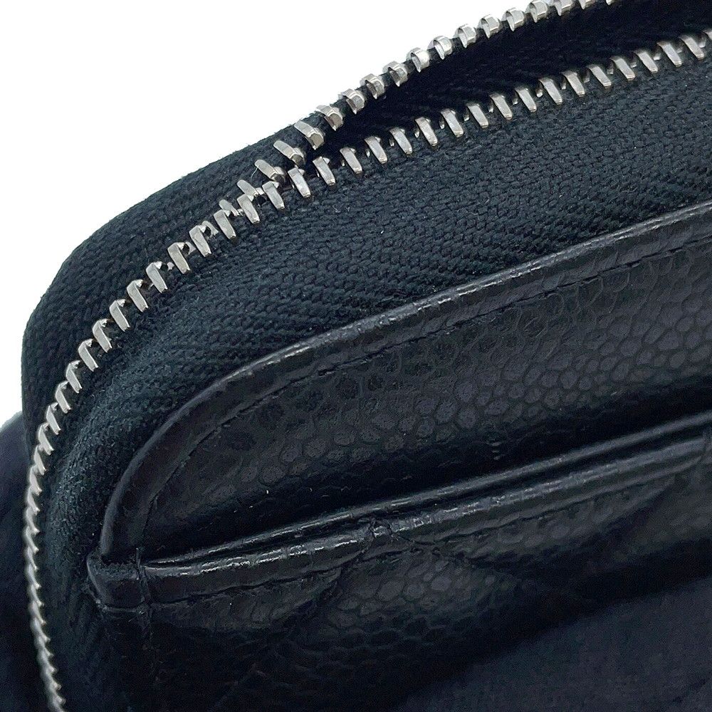 Chanel Wallet Classic Long Zip CC Logo Quilted Caviar Leather Black — view 5
