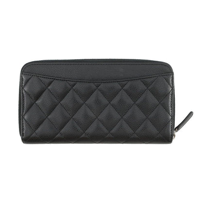 Chanel Wallet Classic Long Zip CC Logo Quilted Caviar Leather Black — view 3